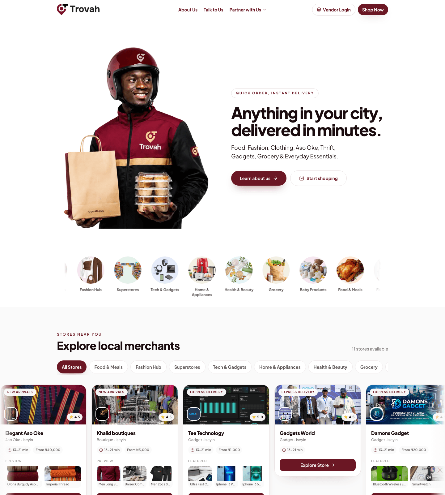 Explore local merchants on Trovah